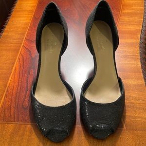Kate Spade New York d'Orsay PeepToe Black Glitter Heel